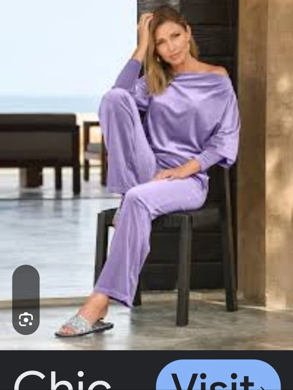 New Boston Proper Lavender Off-Shoulder Lounge Pajama Set Size M - Picture 3 of 7